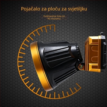 LED čelna svjetiljka visoke snage, duga baterija, 360° okret, vodootporna, punjiva litijska baterija