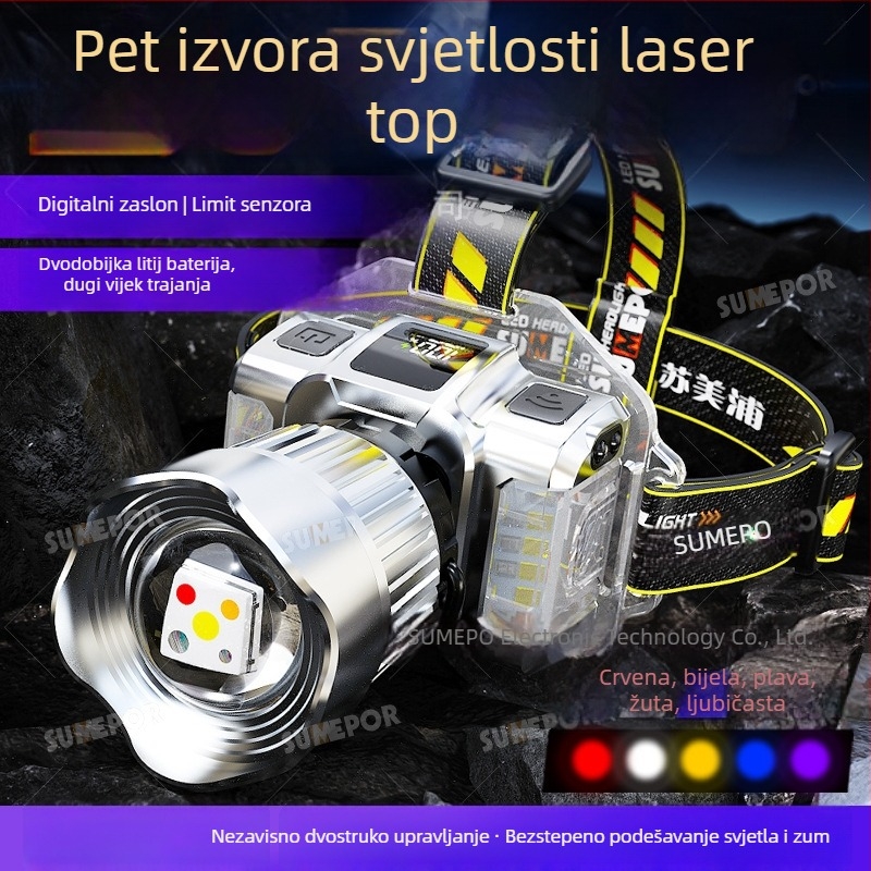 T930 punjiva LED čelna lampa, domet 200 m, trajanje osvjetljenja 3 sata, vodootporna