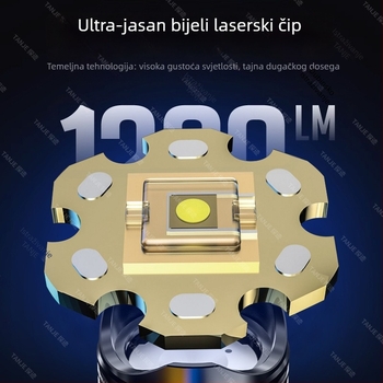 Punojiva LED čelna lampica s USB-C, 10W, vodootporna, 360° rotacija, za noćno pecanje i aktivnosti na otvorenom