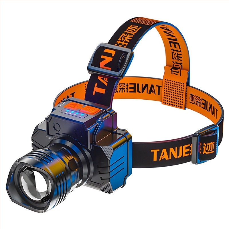 Punojiva LED čelna lampica s USB-C, 10W, vodootporna, 360° rotacija, za noćno pecanje i aktivnosti na otvorenom