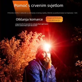 LED čelna svjetiljka, punjiva, ultra jaka, dug domet, senzor, 16 sati rada