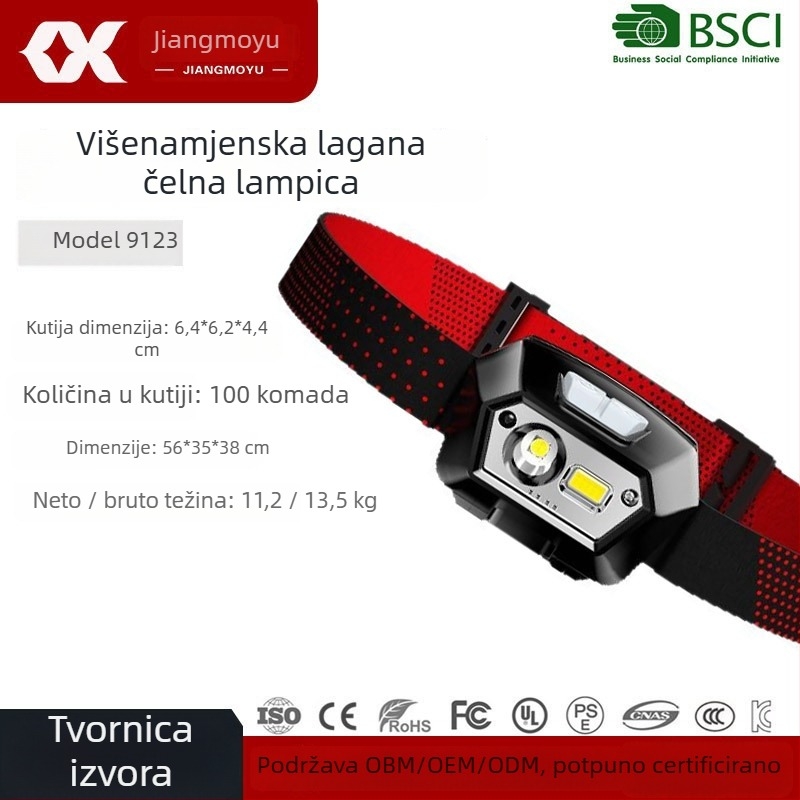 LED čelna lampica, punjiva, 1200mAh, 5W, domet 100-200 m