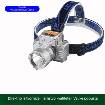 LED čelna svjetiljka, 10W LED, punjiva, vodootporna, domet 100–200 m