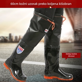 Čizme za kišu do koljena za ribolov – plastični gornji dio, đon od telećih tetiva, protuklizno, otporno na habanje