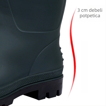 Muške čizme za kišu s visokim gornjim dijelom, PVC gornji dio, potplat od telećeg tetiva, vodootporne i protuklizne