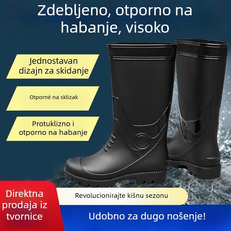 Muške visoke čizme za kišu – PVC gornji dio, gumeni potplat, vodootporne, protuklizne