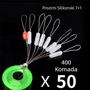 Silikonske svemirske perle, cilindrične, prozirne, komplet set za ribarsku liniju (Materijal: silikon; Oblik: cilindričan; Element: svemirske perle; Set: komplet)