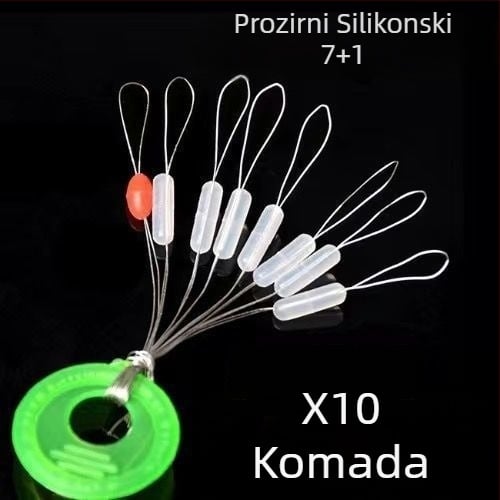 Silikonske svemirske perle, cilindrične, prozirne, komplet set za ribarsku liniju (Materijal: silikon; Oblik: cilindričan; Element: svemirske perle; Set: komplet)