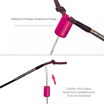 Silikonska Space perla za vrh štapa — četverostrna gornja perla, sprječava zapetljavanje, s zaključavanjem za glavnu liniju