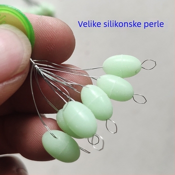 Silikonska Space Bean perla, olivnog oblika, luminescentna, sigurna za liniju, ribolovni dodatak