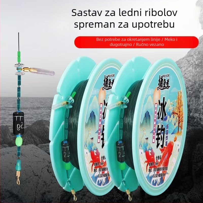 Komplet za ledolovni ribol iz najlona – za ledolovni ribolov i ribolov na splav, mogućnosti jačine linije 1.0#, 1.2#, 1.5#