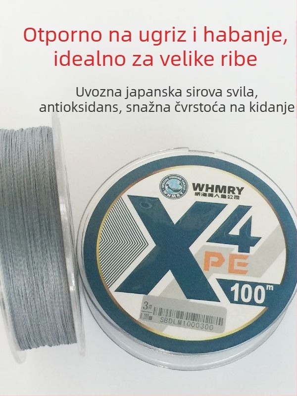 Mermaid pletena podlinija za ribolov, PE, 100 m, jaka, anti-zamotavanje