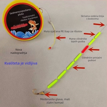 Set karp ribolovnih linija, najlon, duljina 2,7–5,4 m, za jezero ili potok