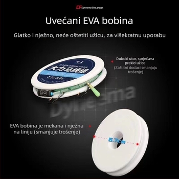 Izdržljiv set ribarske linije s unaprijed vezanim leaderom i dvostrukim udicama za ribolov na jezeru ili rezervoaru; materijal: PE žica