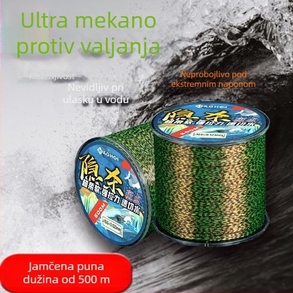 Nylon glavna linija za ribolov - mekana, otporna na habanje, duljina 500 m