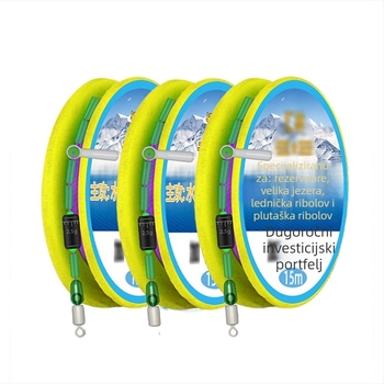 Komplet linije za zimski ledeni ribolov, vlakno od sirovog svile, duljina 15 m, za jezero i rijeku