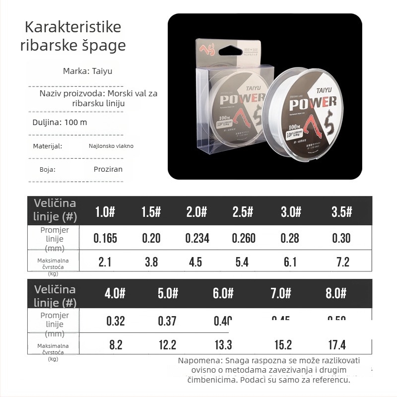 Taiyu najlonska glavna linija NT30, paket od 10 kom