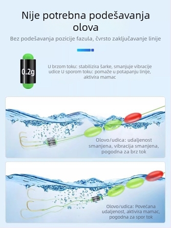 Set ribarske linije za potok s plutom od sedam zvjezdica i tri perle, najlonsko vlakno