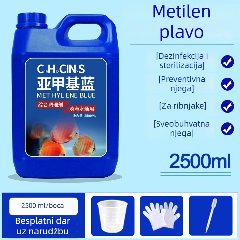 Rješenje metilen plavog za akvarij – zdravlje riba, kondicioniranje vode i dezinfekcija, 2,5 kg