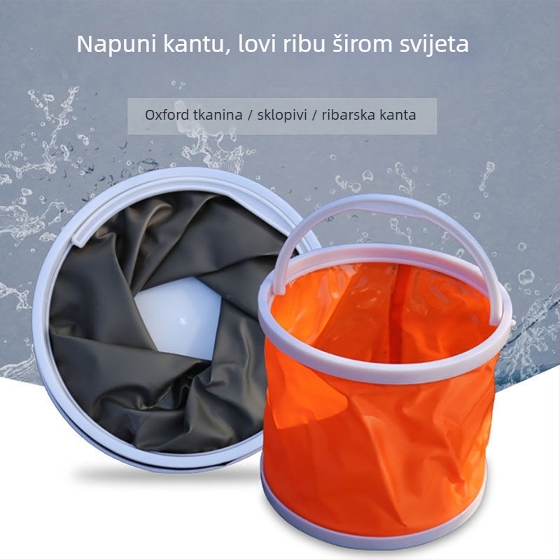 Sklopiva prijenosna posuda za vodu za vanjsku upotrebu, ribolov i pranje automobila, višenamjenska