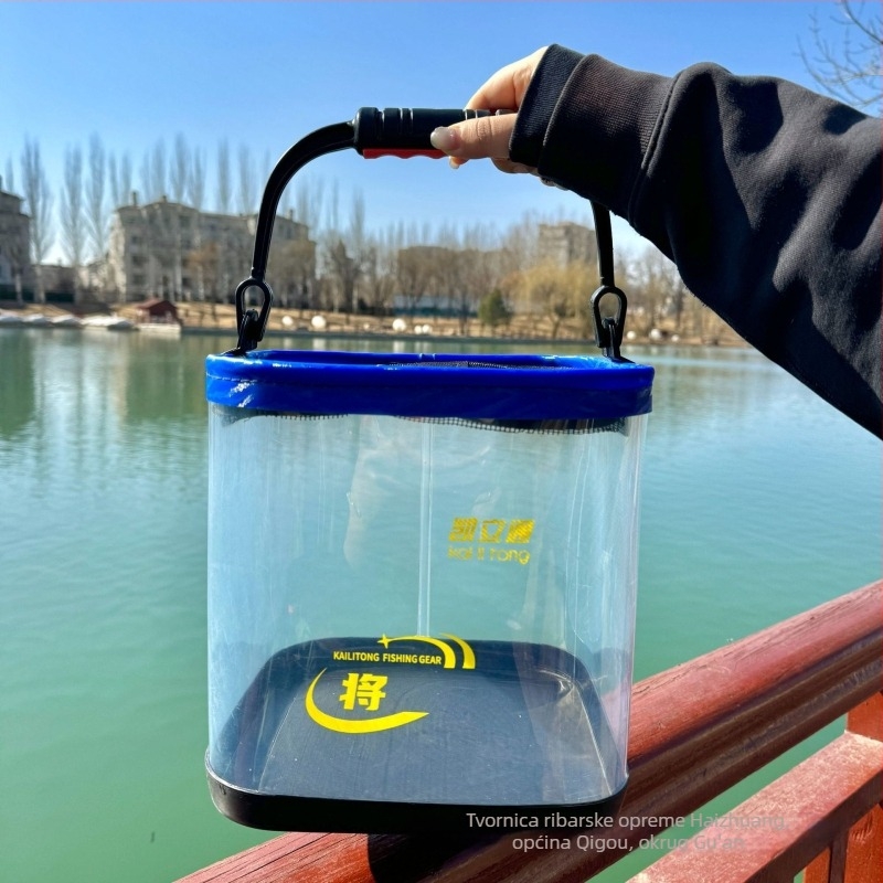 Prozirna EVA kofa za ribe, sklopiva i prijenosna, za žive ribe, 400 g
