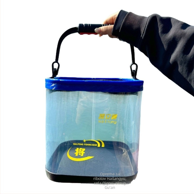 Prozirna EVA kofa za ribe, sklopiva i prijenosna, za žive ribe, 400 g