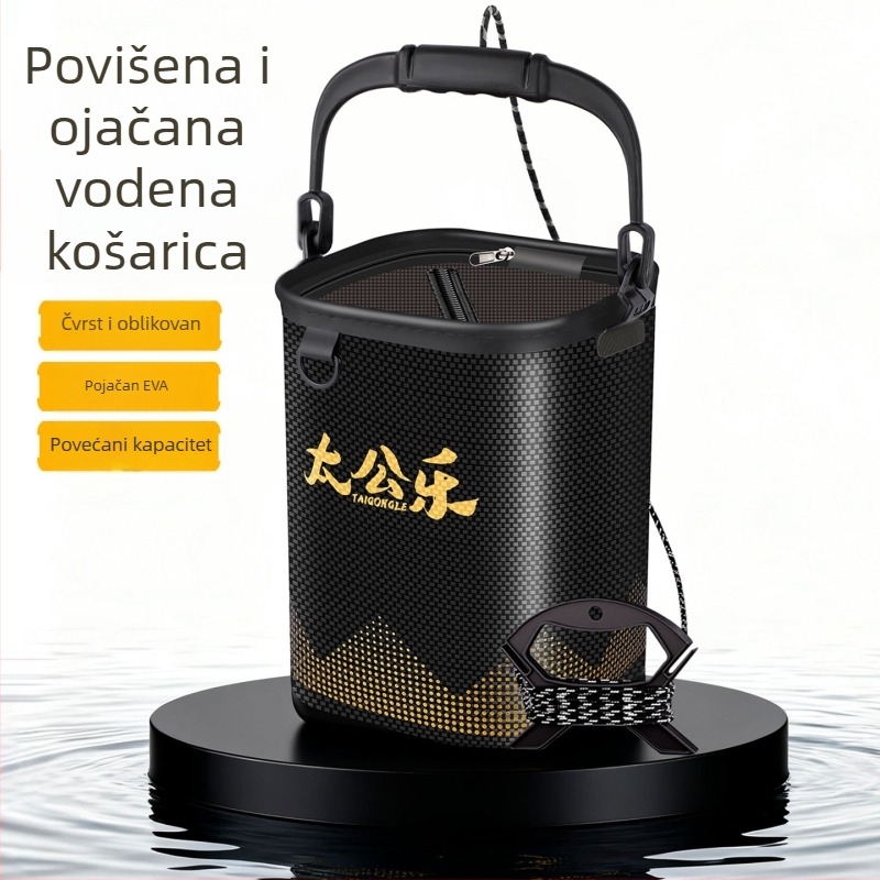 Kanta za vodu za žive ribe s integriranom mrežom protiv skakanja, jednoplošni EVA kalup, podignuti dizajn