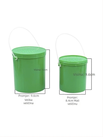 Prozračni koš za žive mamce s poklopcem i ručkom, kutija za crve