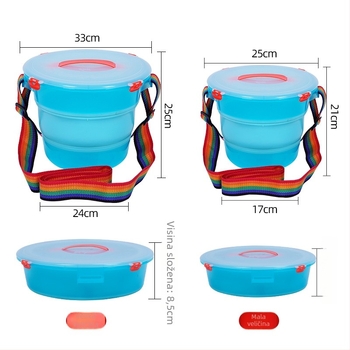 Sklopiva kofa za vodu s poklopcem, plastična, s remenom, za prijevoz živih riba, bazen za mamce i pranje automobila; licencirana privatna oznaka