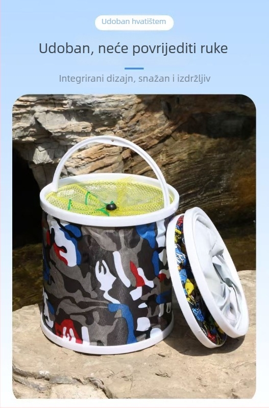 Sklopivo vanjsko višefunkcionalno vedro za ribolov – Prijenosno vedro od platna s užetom, za pranje automobila
