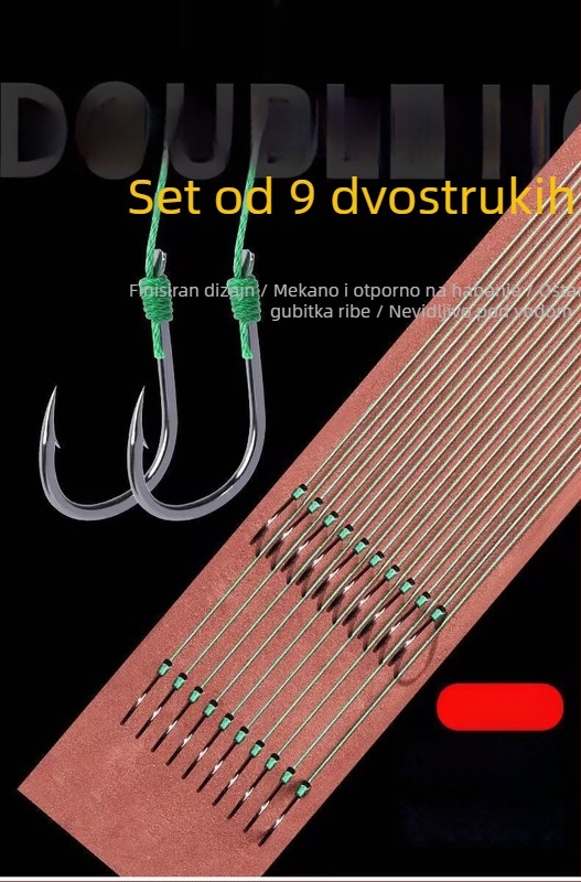 Bravo Set dvostrukih kuki s unaprijed zavezanim udicama, PE linijom i linijom protiv ugriza za ribolov na dnu