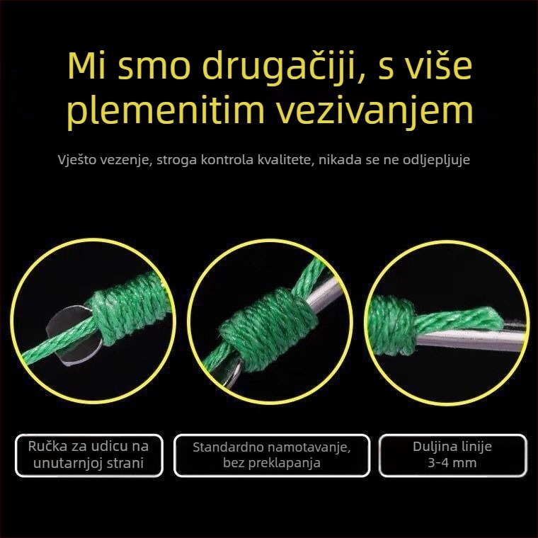 Bravo Set dvostrukih kuki s unaprijed zavezanim udicama, PE linijom i linijom protiv ugriza za ribolov na dnu