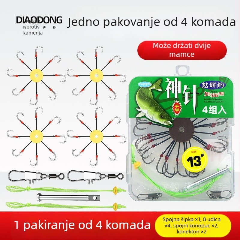 Flap udice set – protiv zaplitanja, protiv hvatanja, udice s 8 kandži, br. 14, 300 kom