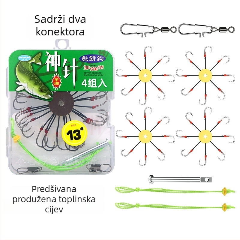 Flap udice set – protiv zaplitanja, protiv hvatanja, udice s 8 kandži, br. 14, 300 kom