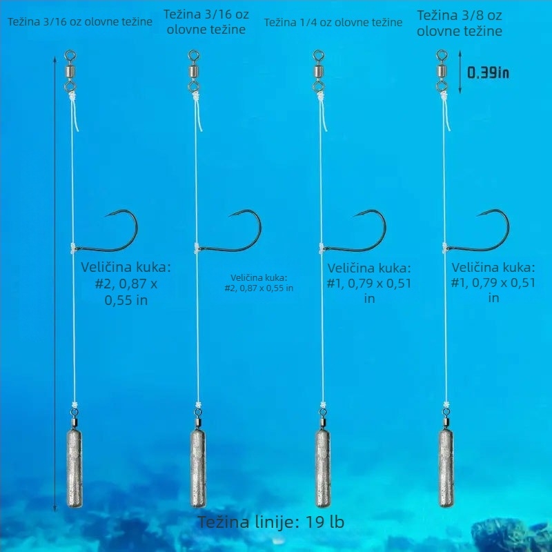 Invertirani set za ribolov s invertiranim udicom i dijelovima od olova i nehrđajućeg čelika (Podrijetlo: Kina; Materijali: olovo, nehrđajući čelik)
