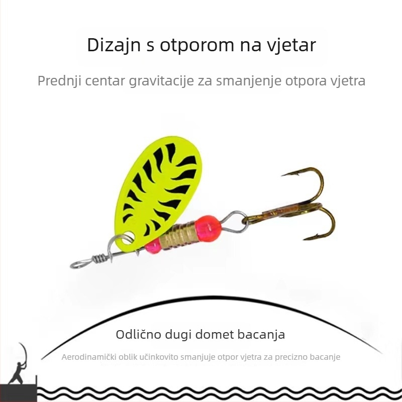 Ribolovna mamac spinner s metalnim perima, 3-9 g, PU materijal