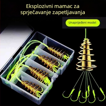 Eksplozivna udica – četverostruki set, protiv zaplitanja i protiv zapetljavanja za morski ribolov s broda