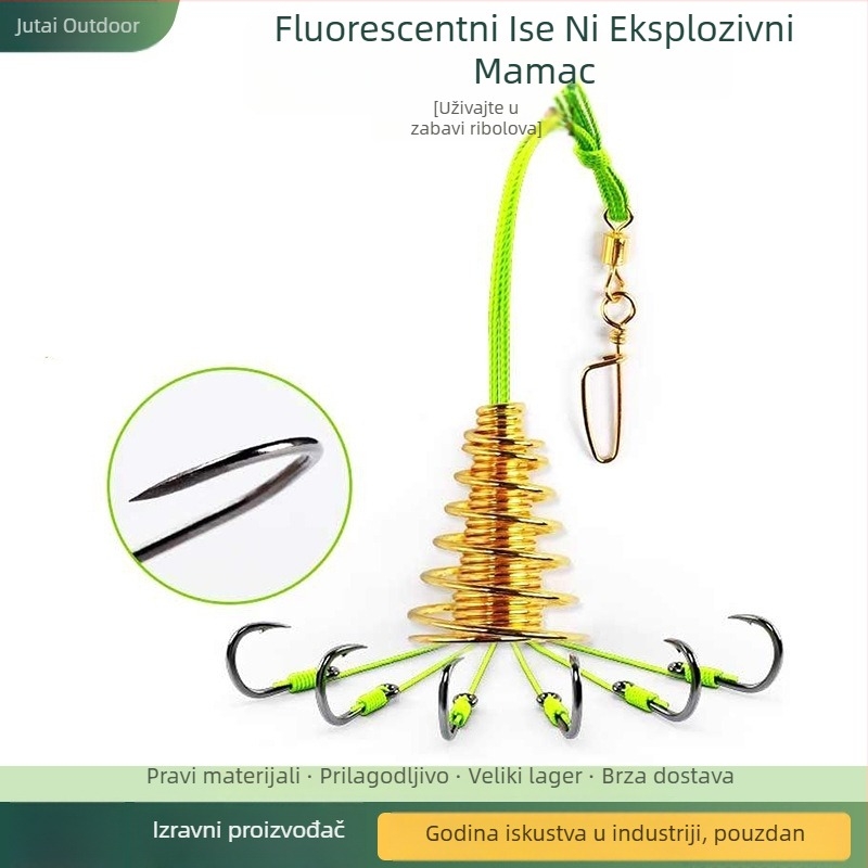 Eksplozivna udica – četverostruki set, protiv zaplitanja i protiv zapetljavanja za morski ribolov s broda