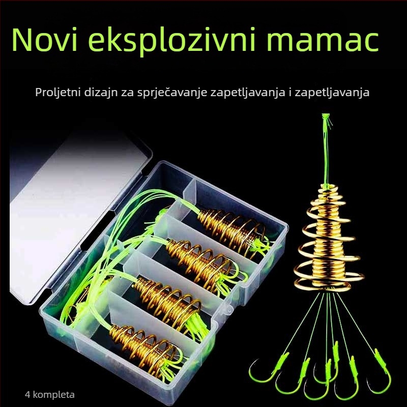 Eksplozivna udica – četverostruki set, protiv zaplitanja i protiv zapetljavanja za morski ribolov s broda