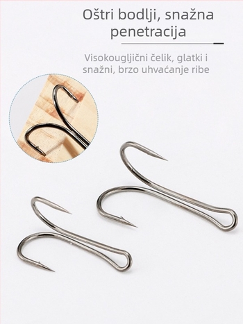 Swing Shark Set udica za ribolov - 50 kom, dvostruka udica, bodlje, visoko ugljični čelik