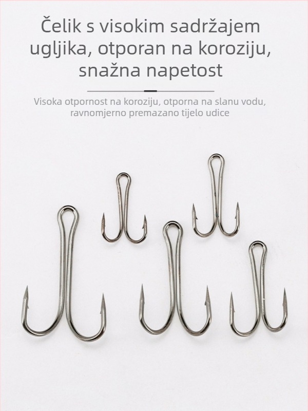 Swing Shark Set udica za ribolov - 50 kom, dvostruka udica, bodlje, visoko ugljični čelik