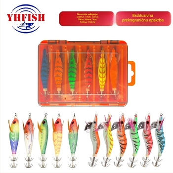 Drveni set udica za škamp i lignje s luminoznom mamom – ABS, Yaohai, proizvedeno u Kini