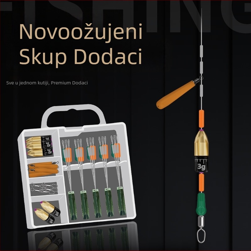 Set dodatne opreme za rock ribolov za duga bacanja — Space beads, kuglične težine, vijci u obliku riže (Brand: Lakeside; Materijal: Plastika)