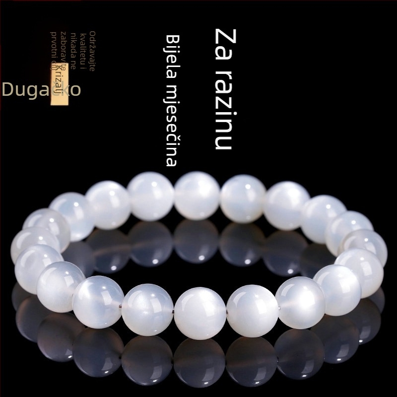 Narukvica od mjesečevog kamena, geometrijski dizajn, unisex, poliran završetak, proljeće 2025