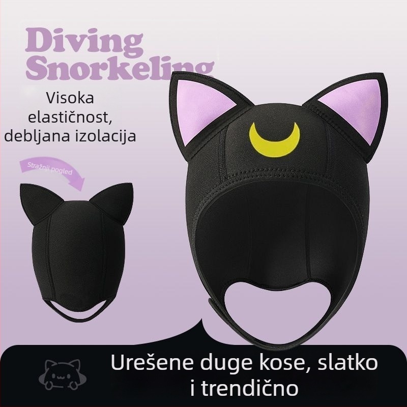 Potapljačka kapuljača s punim licem – gumeni materijal, karikatura uzorak, za odrasle, za plivanje i rafting