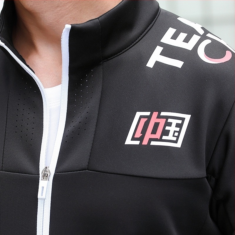 Unisex sportski komplet za grupne treninge – otisnuti uzorak, dugi rukav, stojeći ovratnik, poliester 95%, sve sezone, marka Ijesus