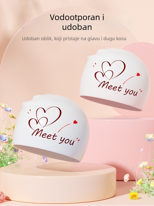 Silikonska kapa za plivanje za odrasle — uzorak s otiskom; pogodna za plivanje i vodene sportove