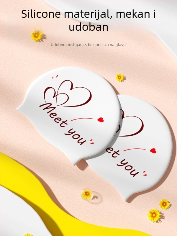 Silikonska kapa za plivanje za odrasle — uzorak s otiskom; pogodna za plivanje i vodene sportove