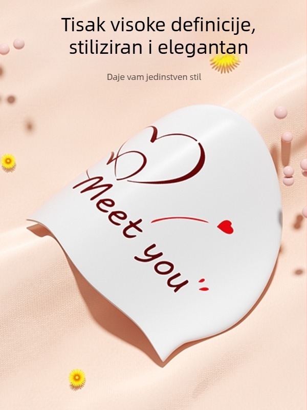 Silikonska kapa za plivanje za odrasle — uzorak s otiskom; pogodna za plivanje i vodene sportove