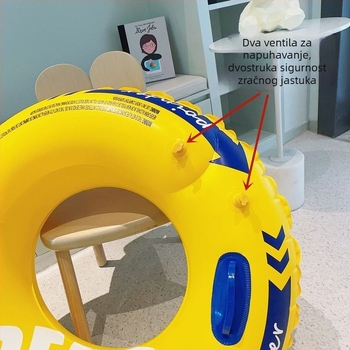 Plivački prsten za odrasle sa ručkom, debeli, dvostruka zračna komora, napuhavajući spašavajući prsten